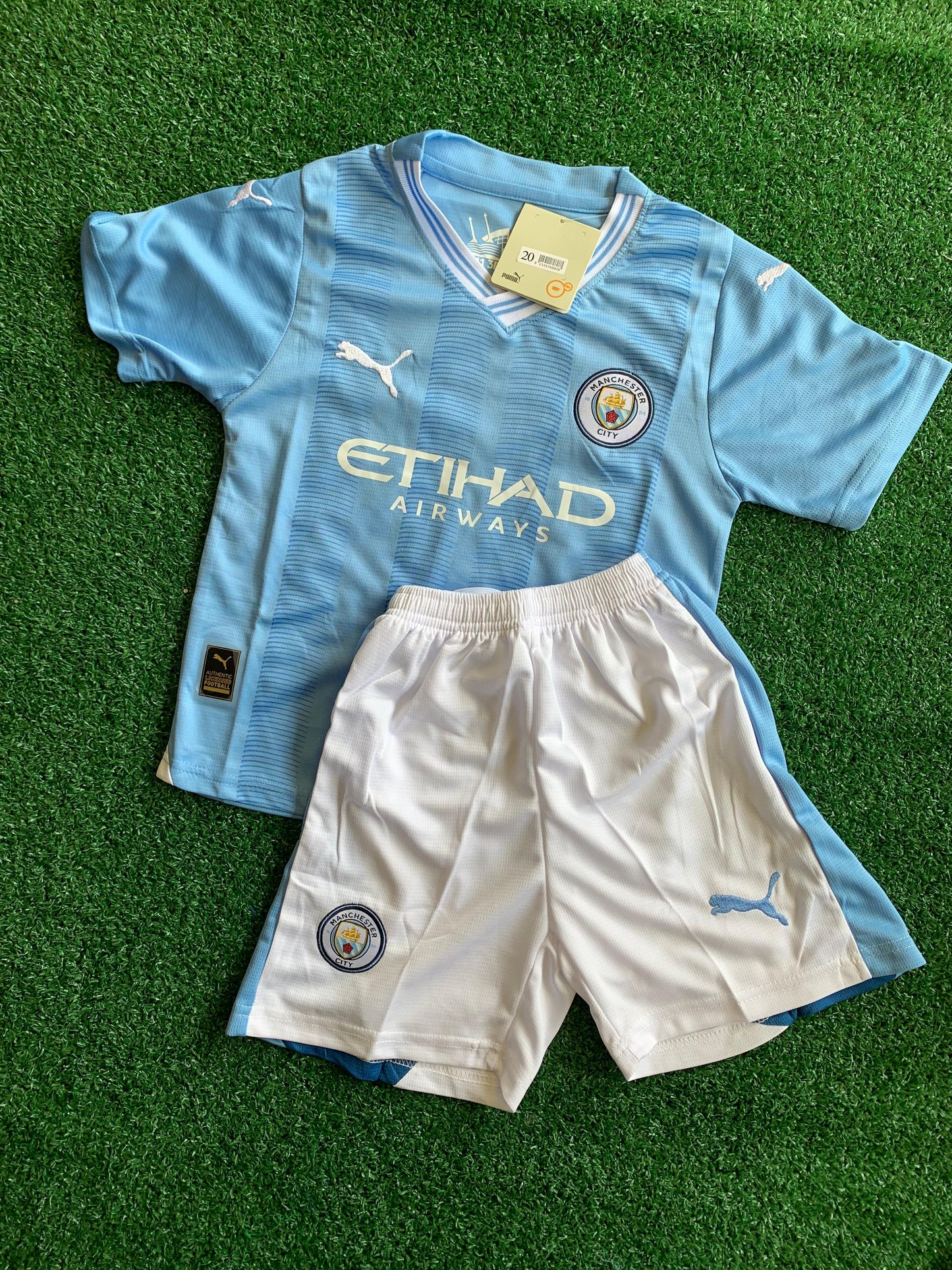 Conjunto Infantil Manchester City 2023/24 - Camisa e Short Puma